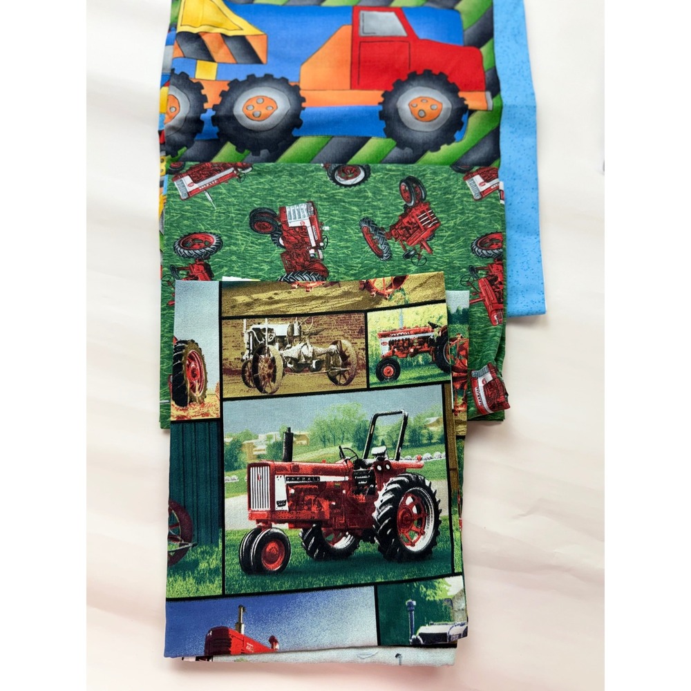 Vintage Fabric Quilting Bundle Farm Tractor ~ 3 yards